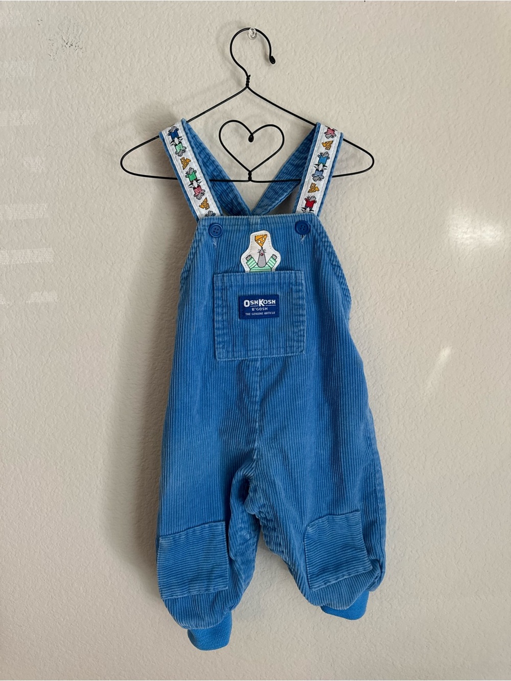 OshKosh B'gosh Bright Blue Corduroy Overalls with Embroidered Straps